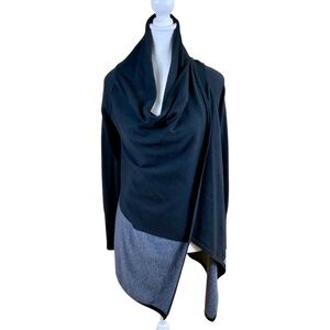 Smartwool Sweater Cardigan Wool Blend Edgewood Wrap Black Gray (XS)
